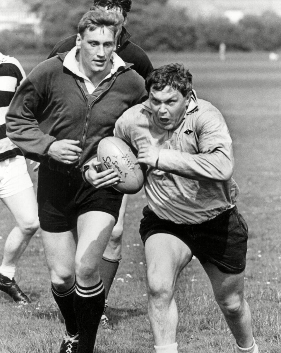 O'Shea followed by his Lions team-mate Willie John McBride, South Africa, 1968