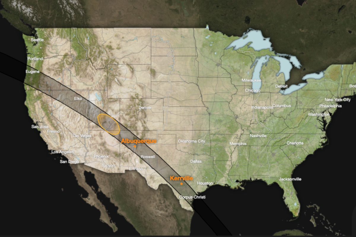 Nasa’s interactive map lets users follow the 2023 annular solar eclipse to the nearest second (Nasa)