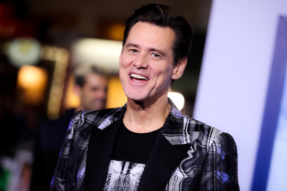 WESTWOOD, CALIFORNIA - FEBRUARY 12: Jim Carrey attends the LA special screening of Paramount's "Sonic The Hedgehog" at Regency Village Theatre on February 12, 2020 in Westwood, California. (Photo by Rich Fury/WireImage,)