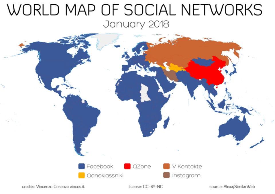 World Map of Social Networks by Vincenzo Cosenza.