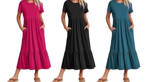 Anrabess Flowy Tiered Maxi Dress with Pockets Amazon