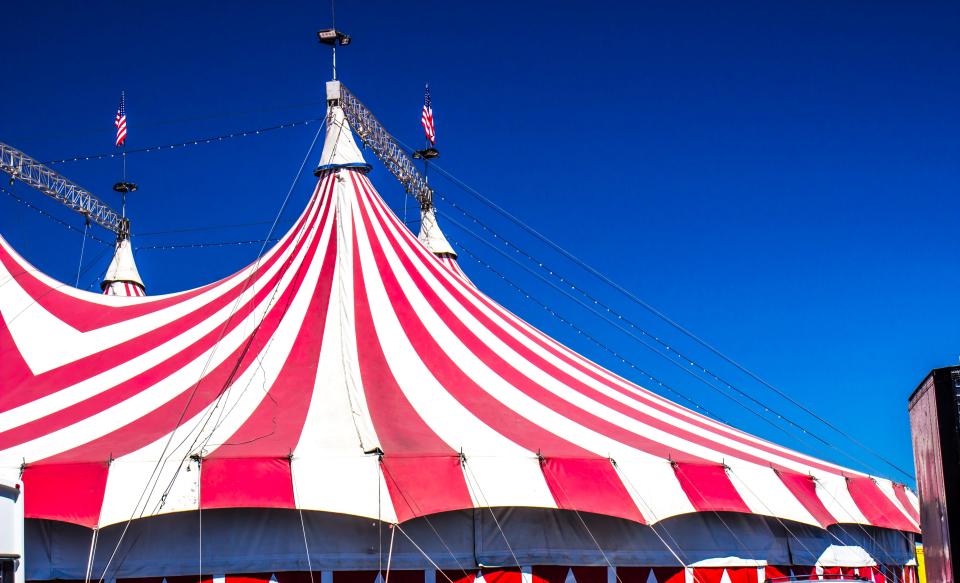 Top Of Red & White Striped Big Top Circus Tent