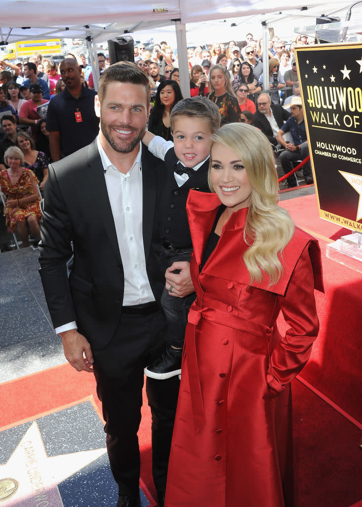 Carrie Underwood with husband and son.