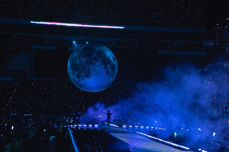 The Weeknd basks in the sold-out crowd of 45,000 at Philadelphia's Lincoln Financial Field on Thursday.