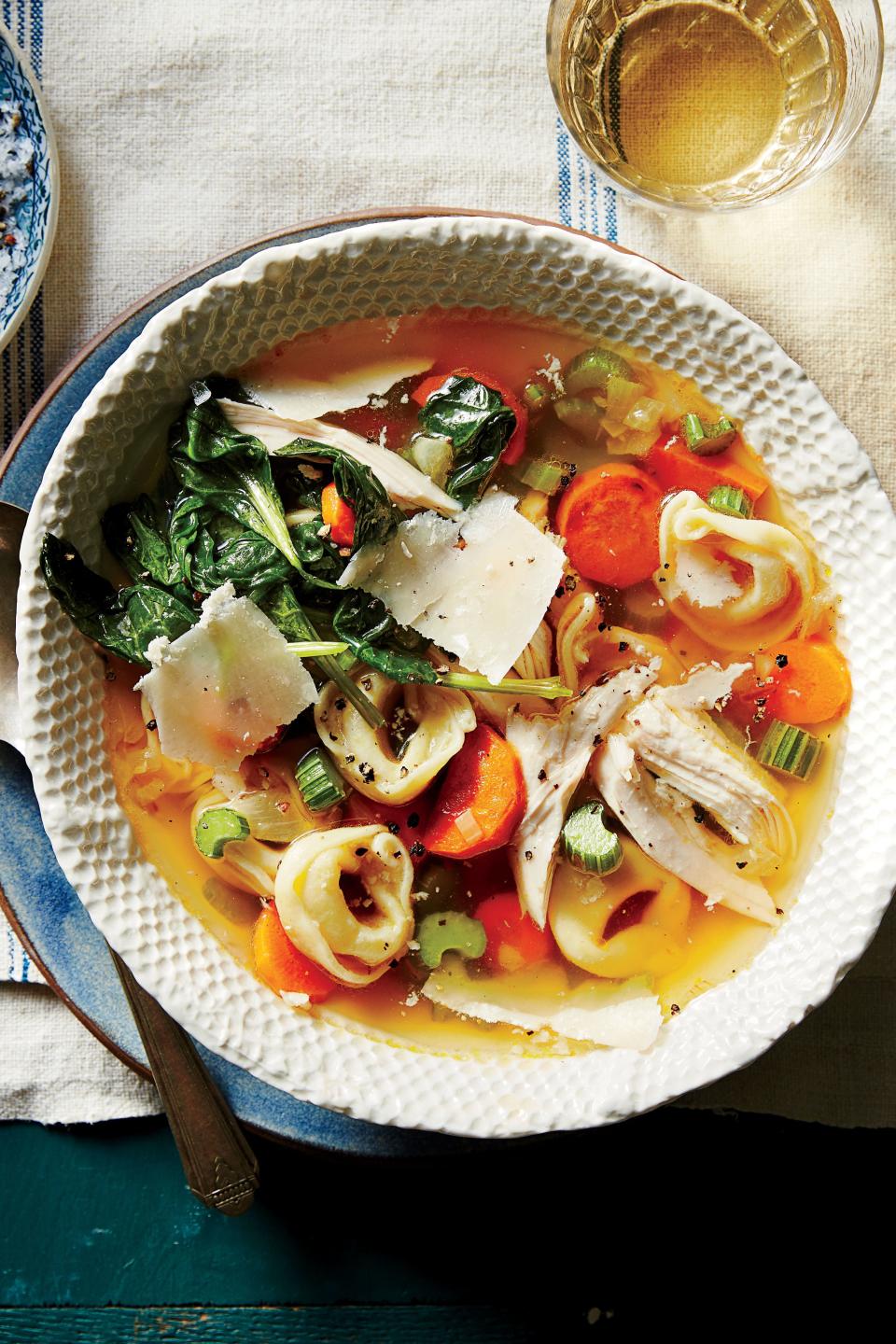 Turkey Tortellini Soup with Greens