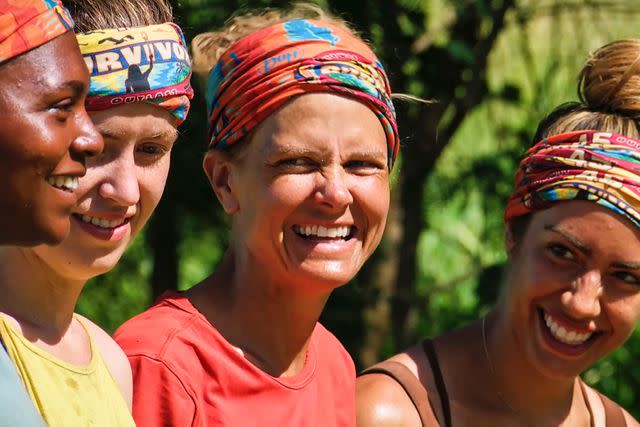 <p>CBS</p> Katurah Topps, Emily Flippen, Julie Alley, and Dee Valladares on 'Survivor 45'