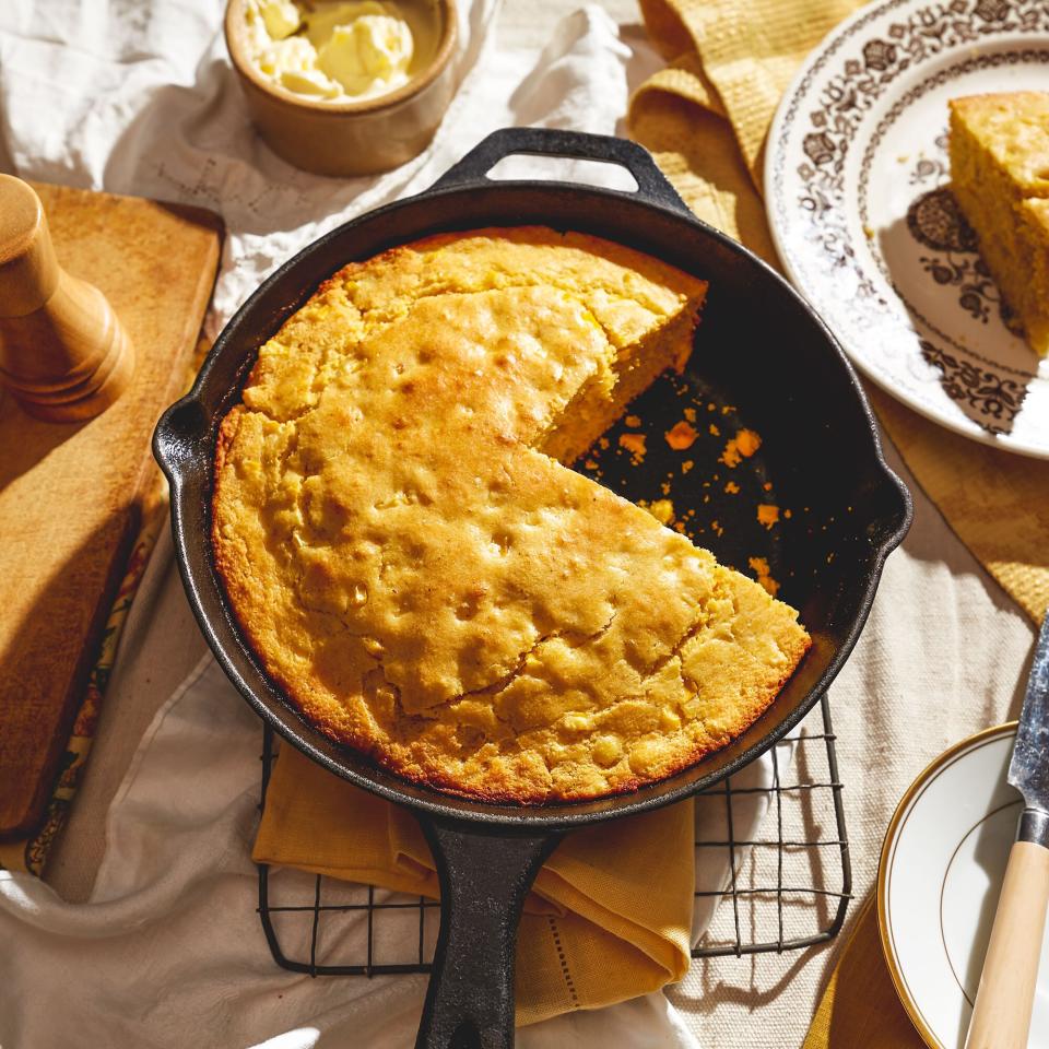 Cornbread in a cast-iron skillet