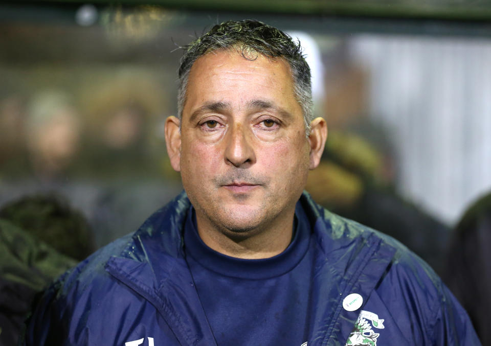 Haringey Borough manager Tom Loizou during the FA Cup first round match at the Coles Park Stadium, London. (Photo by Nigel French/PA Images via Getty Images)