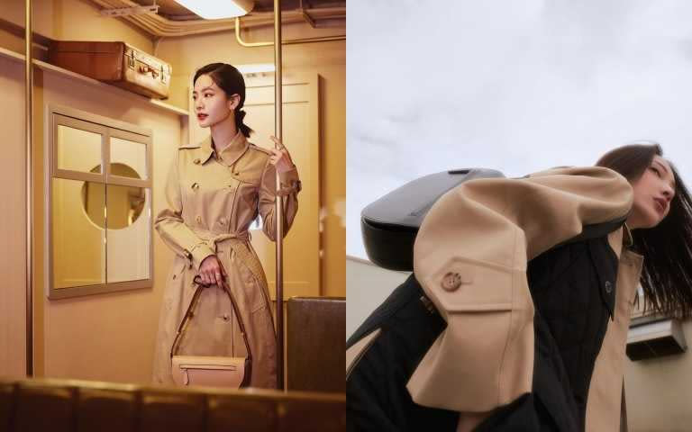   BURBERRY 奶茶色小型皮革Olympia包／65,000元、黑色中型皮革Olympia包／75,000元（圖／翻攝藝人IG）  