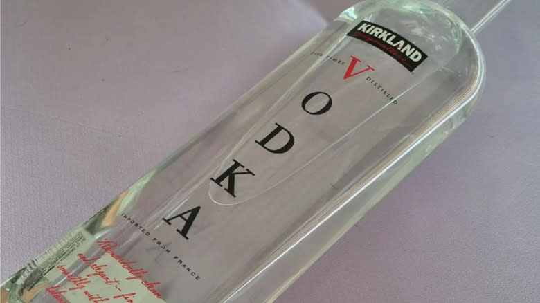 close up of French vodka bottle