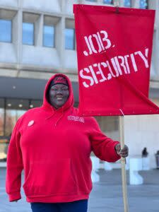 Audrianna Lewis at a rally outside of the U.S. Department of Health and Human Services in December 2023