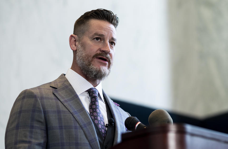 Rep. Greg Steube of Florida speaks during the Republican Study Committee press conference in the Rayburn House Office Building on May 19, 2021, in Washington, D.C. / Credit: Bill Clark/CQ-Roll Call, Inc via Getty Images