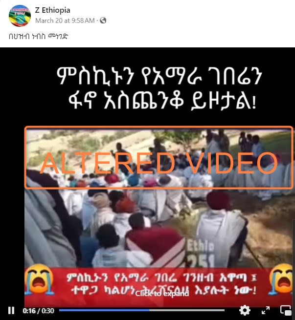 Post shares edited video audio falsely accusing Amhara rebels of threatening to kill Ethiopians