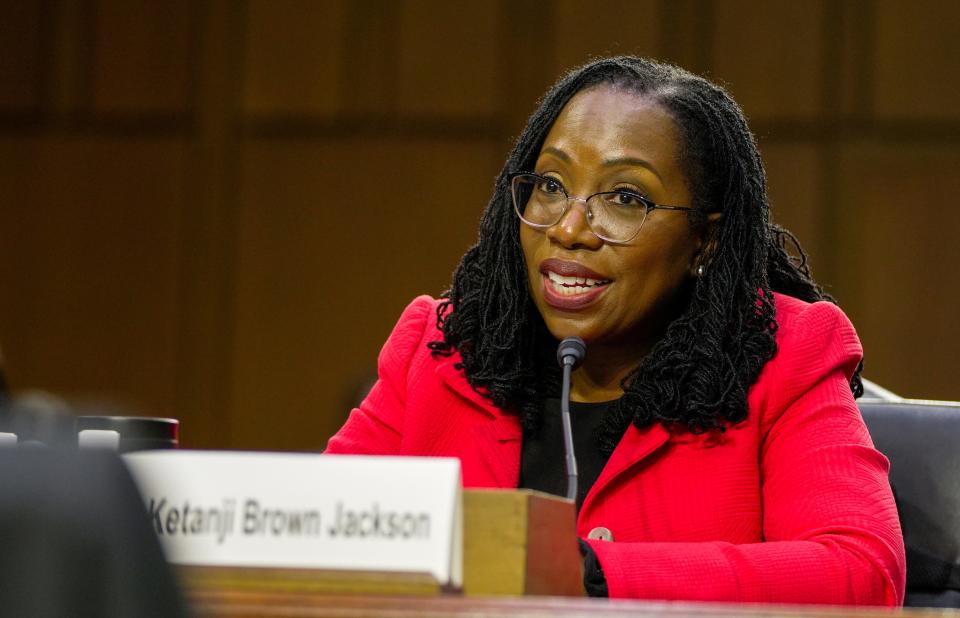 Supreme Court nominee Ketanji Brown Jackson answers questions before the Senate Judiciary Committee during her confirmation hearing on March 22.