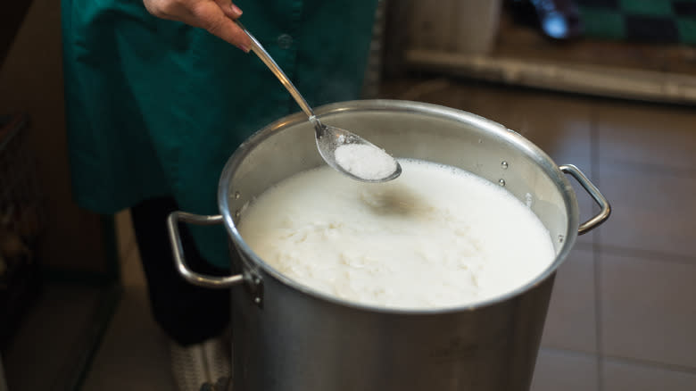 Heating milk to make cheese