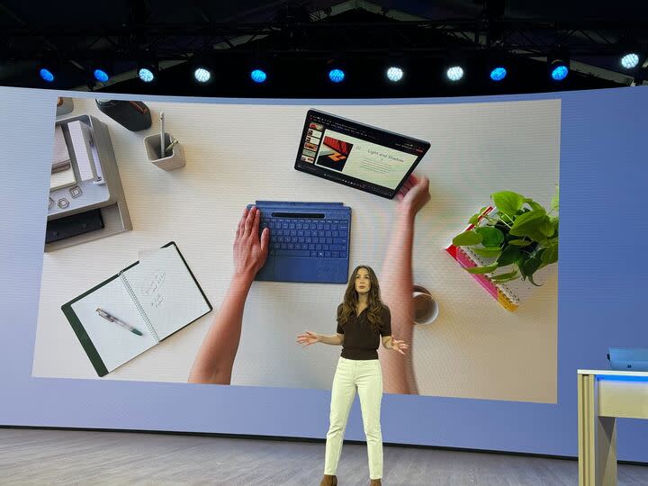 Another view of Microsoft touting the features of the new Surface Pro.