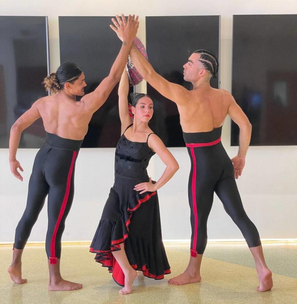 Performers in Peter London’s “Carmen,” from left, Carlos Realegeno, Yanil Pabón, and Camilo Toro.