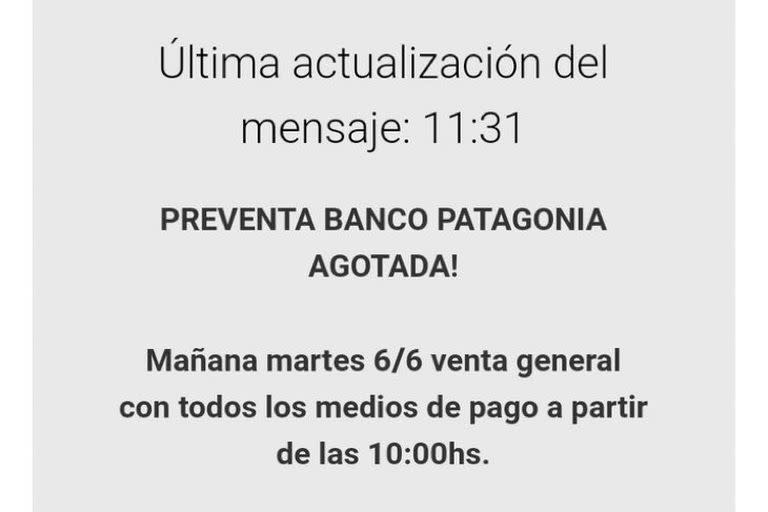 La preventa agotó sus entradas en una hora y media