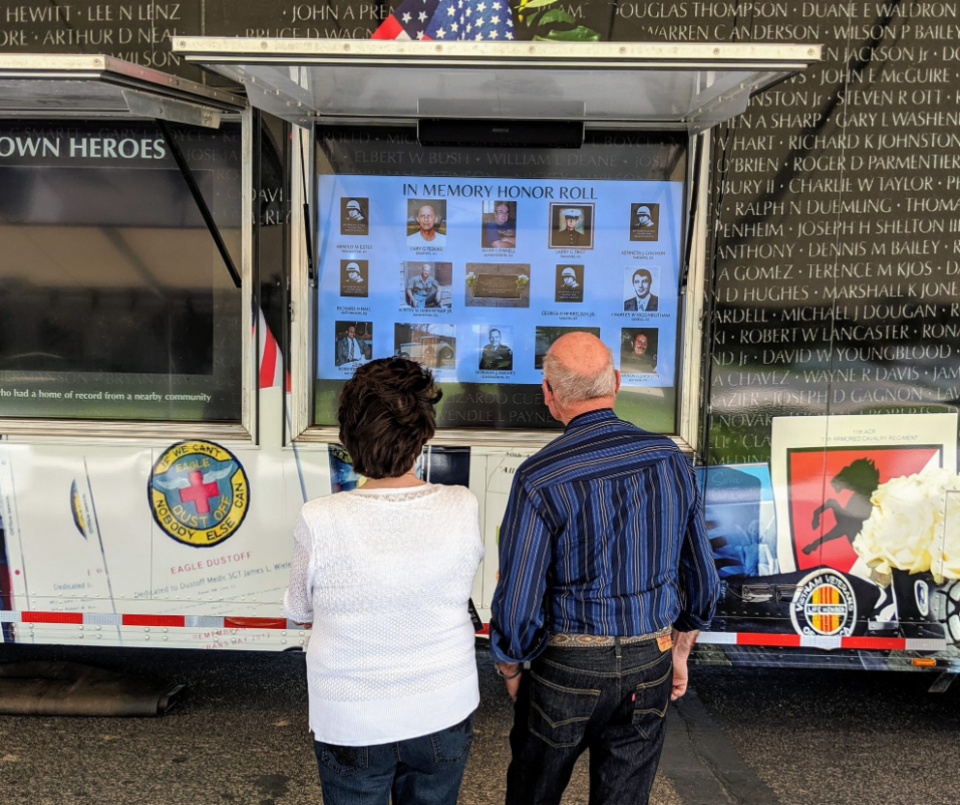 The Wall That Heals, a mobile exhibit from the Vietnam Veterans Memorial Fund, is a replica of the Vietnam Veterans Memorial in Washington, D.C. The Wall That Heals travels across the country honoring Vietnam veterans, including those on the In Memory program Honor Roll.