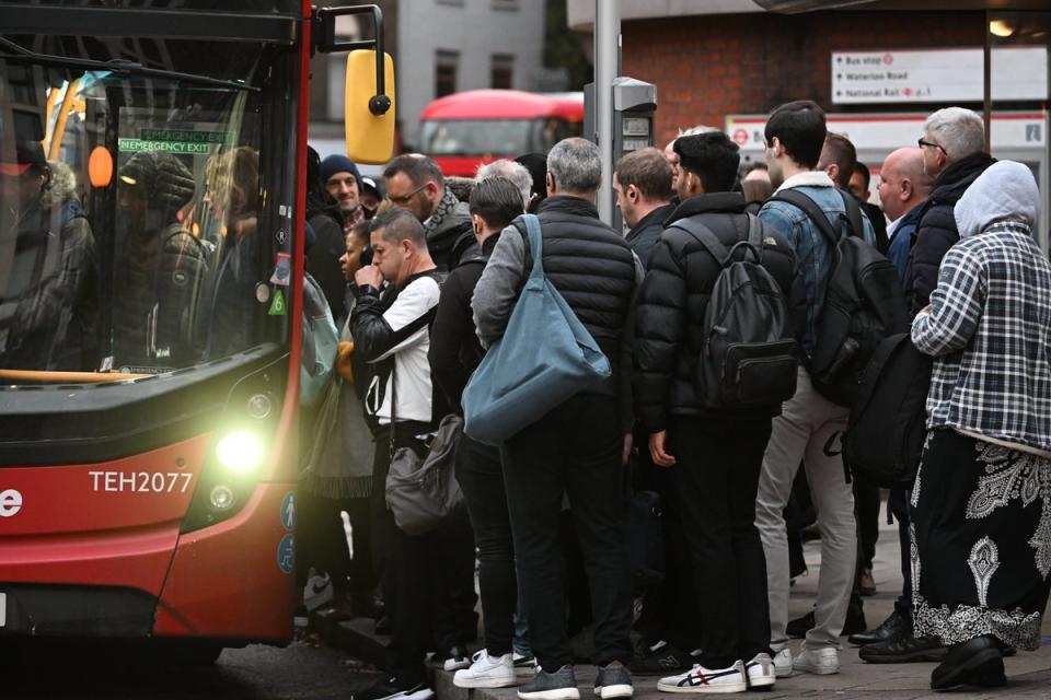 Bus queues at Waterloo Station today as London is hit by another tube strike (Jeremy Selwyn)