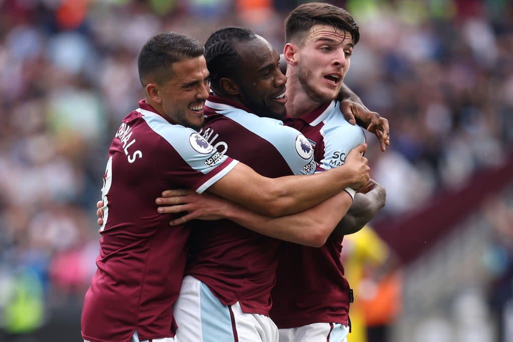 West Ham’s Pablo Fornals, Michail Antonio and Declan Rice (L-R) (Getty Images)