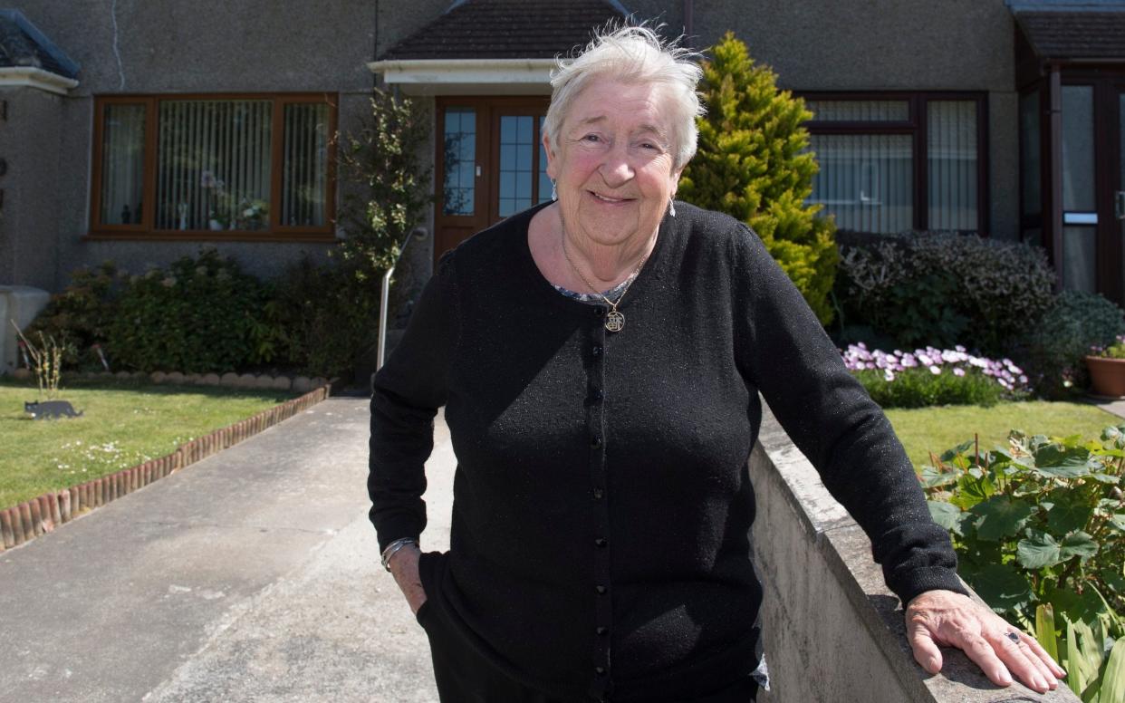 Barbara Binns outside her home, a mile from her grandson's recently acquired manor house - Dale Cherry