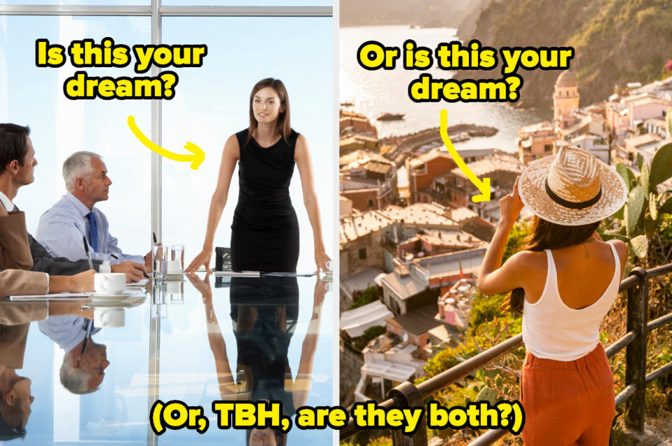 Side-by-side of work and vacation with text asking, "Is this your dream?"