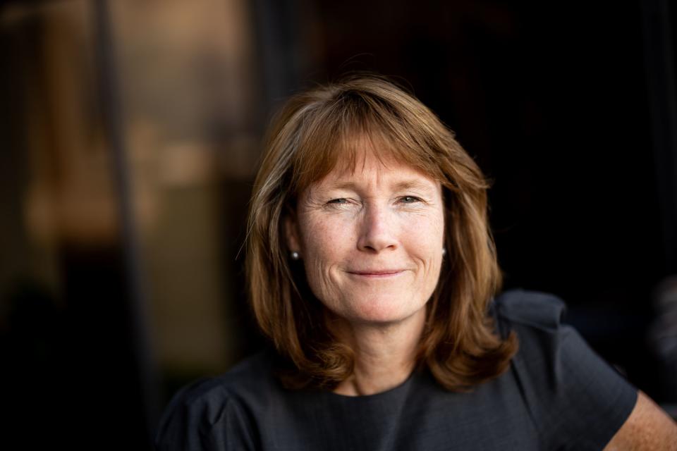 Sen. Kathleen Riebe, D-Cottonwood Heights, poses for a photo at the Deseret News in Salt Lake City on Wednesday, Aug. 16, 2023. Riebe is running to replace retiring Rep. Chris Stewart in Utah’s second congressional district. | Spenser Heaps, Deseret News