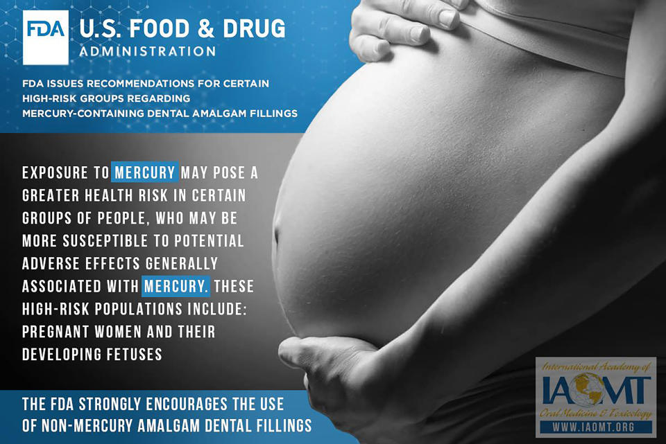 Dental amalgam fillings release low levels of mercury in the form of a vapor that can be inhaled and absorbed into the lungs.  Developing neurological systems in fetuses and young children may be more sensitive to the neurotoxic effects of mercury vapor.