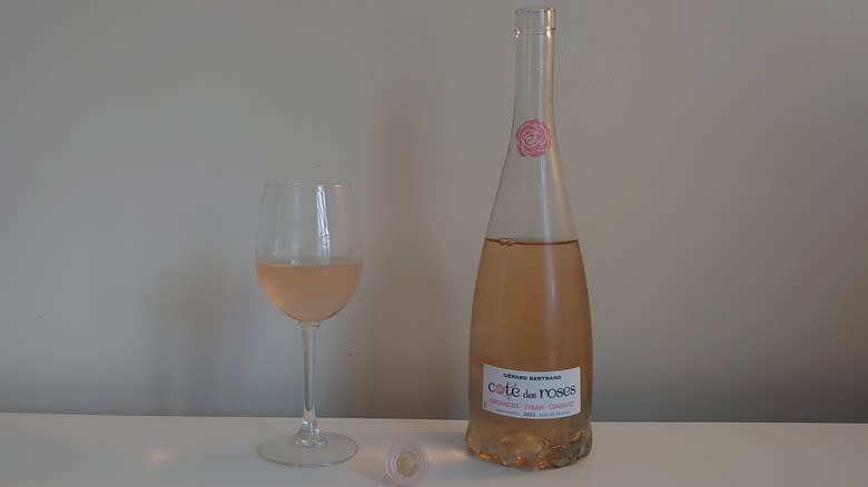 Rosé bottle with glass