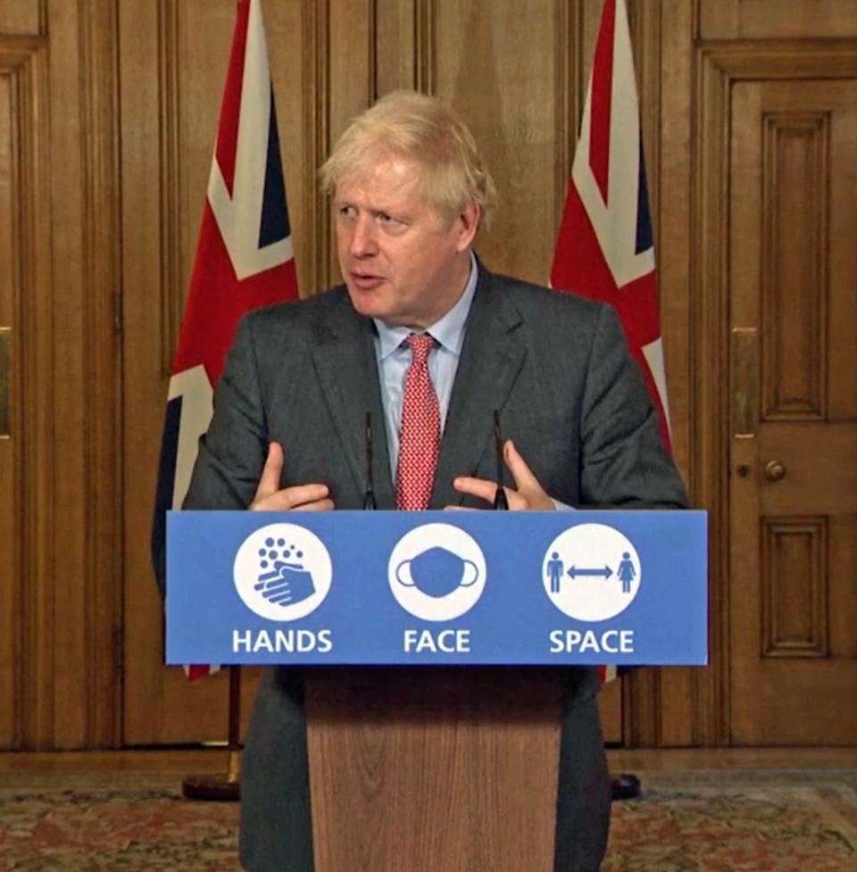 Boris Johnson during a media briefing in Downing Street (PA)