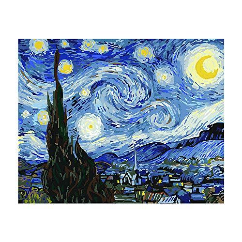 7) Paint by Numbers for Adults by BANLANA, DIY Adult Paint by Number Kits for Beginners on Canvas Rolled 16" by 20" (Van Gogh The Starry Night)