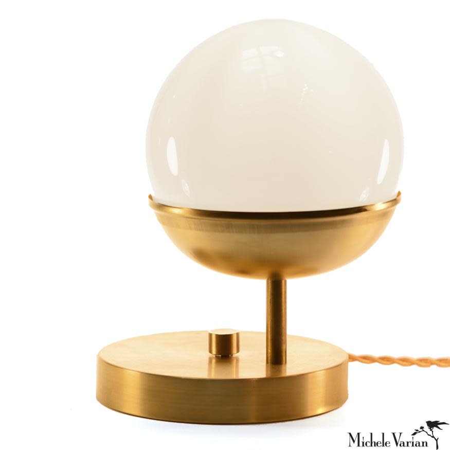 10) Brass Off Center Globe Table Light