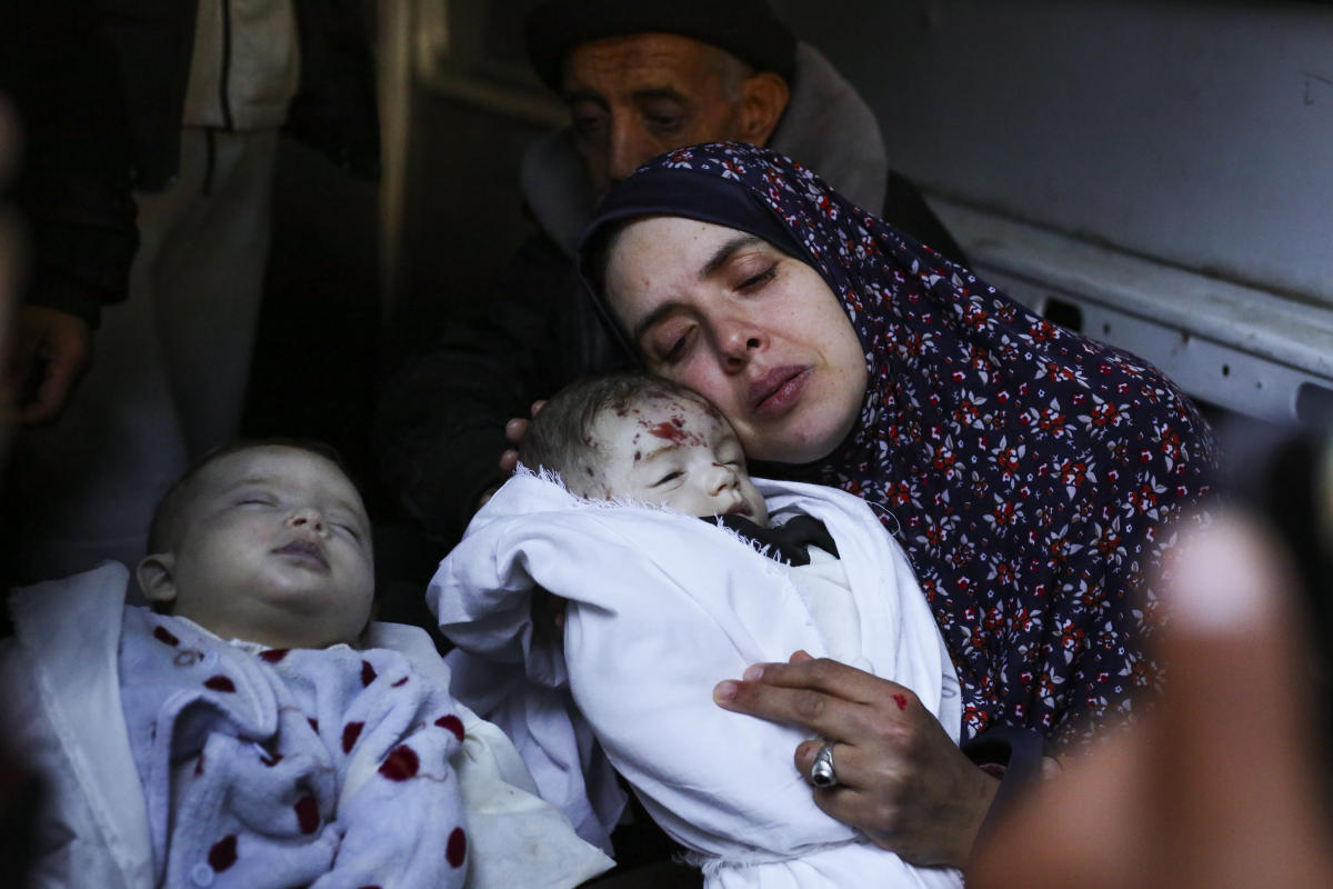 After 10 years of trying, a Palestinian woman gave birth to twins.  They were killed by an Israeli raid
