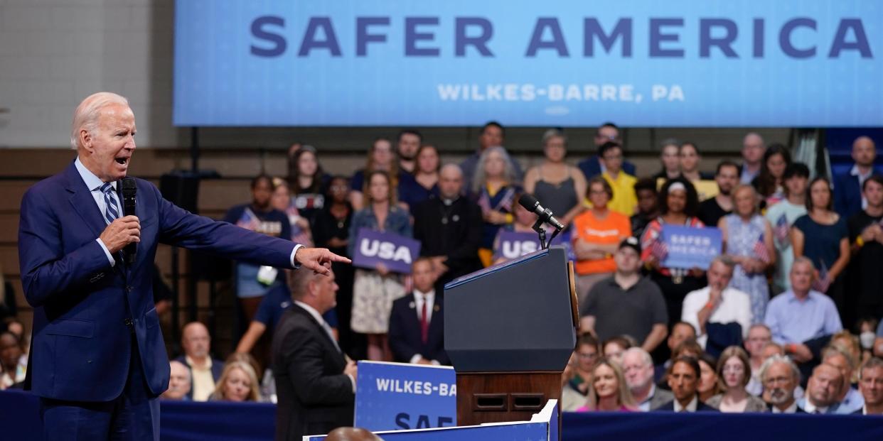 President Joe Biden delivered remarks from Wilkes Barre, Pennsylvania on Tuesday promoting his Safer America Plan.