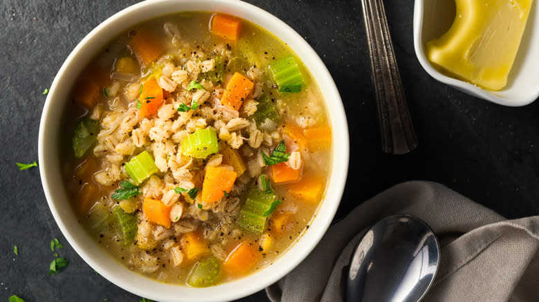 a thick soup with barley