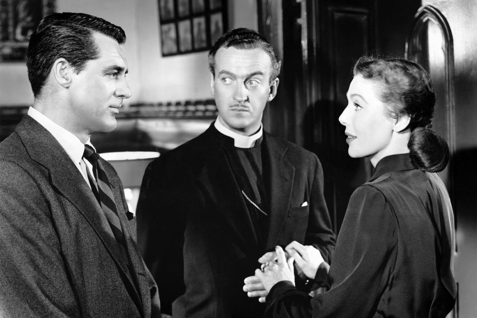 THE BISHOP'S WIFE, from left, Cary Grant, David Niven, Loretta Young, 1947