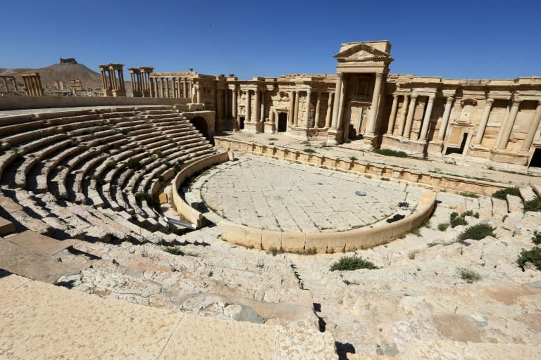 The Roman amphitheatre in the ancient Syrian city of Palmyra, pictured on March 31, 2016