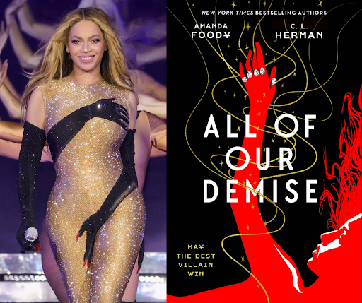 Beyoncé dons a stunning catsuit that brings to mind the cover of "All of Our Demise," by Amanda Foody and C.L. Herman.