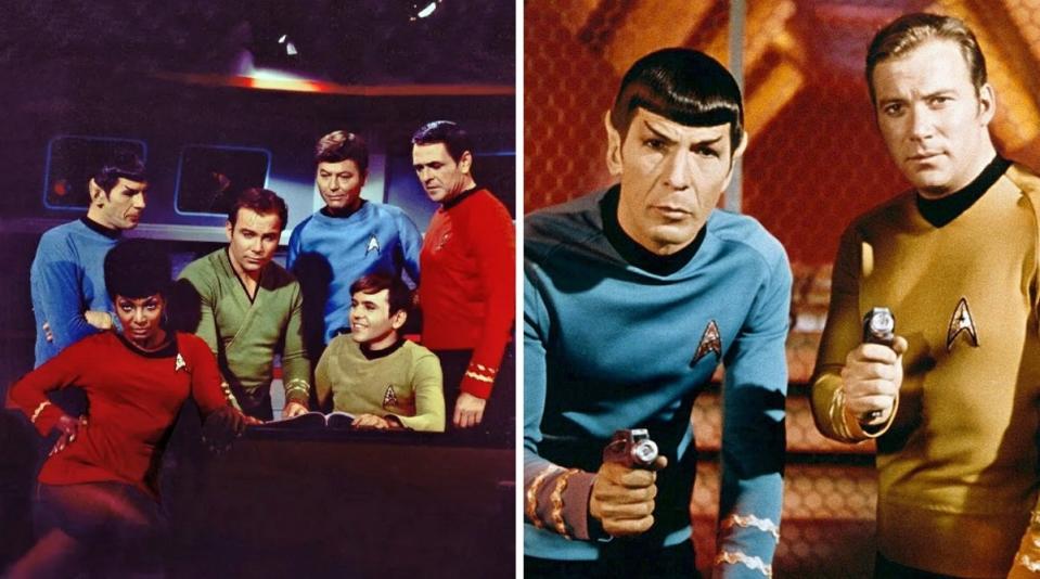 The Enterprise crew on the original Star Trek series, as they appeared from 1966-1969.