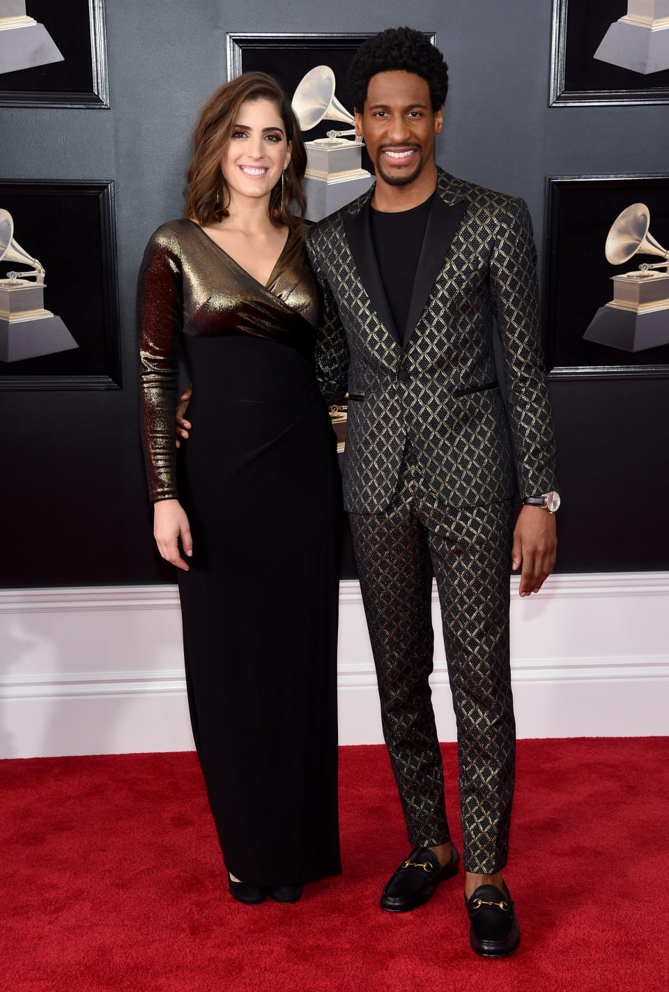 jon batiste, first Grammys 2018 red carpet, then and now, style