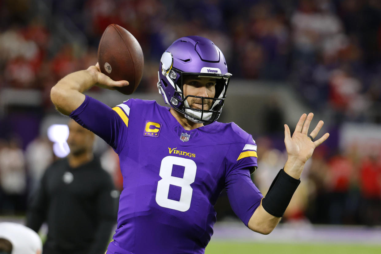 Minnesota Vikings quarterback Kirk Cousins got the win over the San Francisco 49ers on Monday, Oct. 23, 2023, in Minneapolis. (AP Photo/Bruce Kluckhohn)