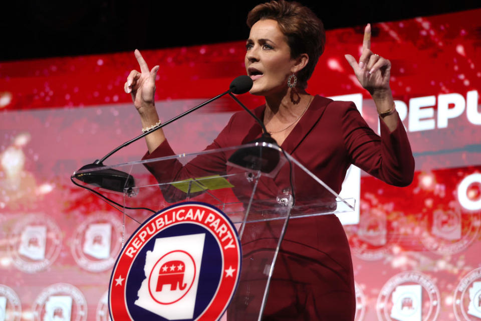 Kari Lake speaks to supporters on election night in Scottsdale, Arizona.<span class="copyright">Justin Sullivan—Getty Images</span>