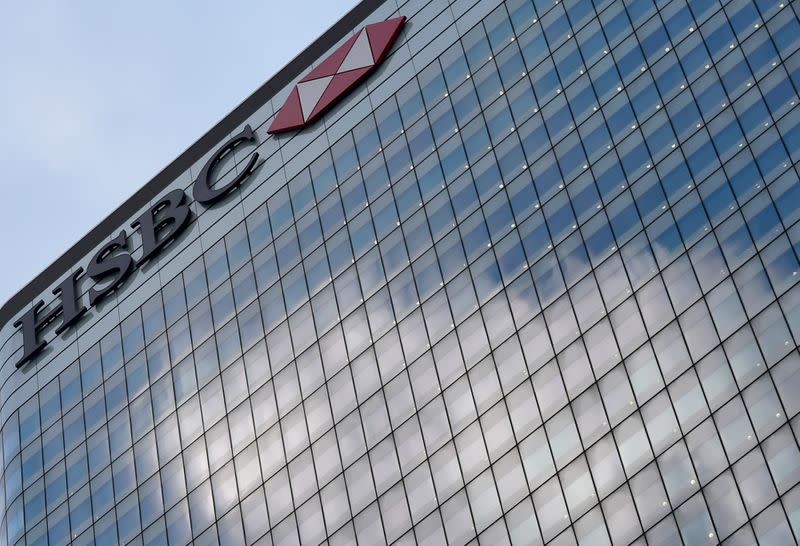 FILE PHOTO: The HSBC headquarters is seen in the Canary Wharf financial district in east London