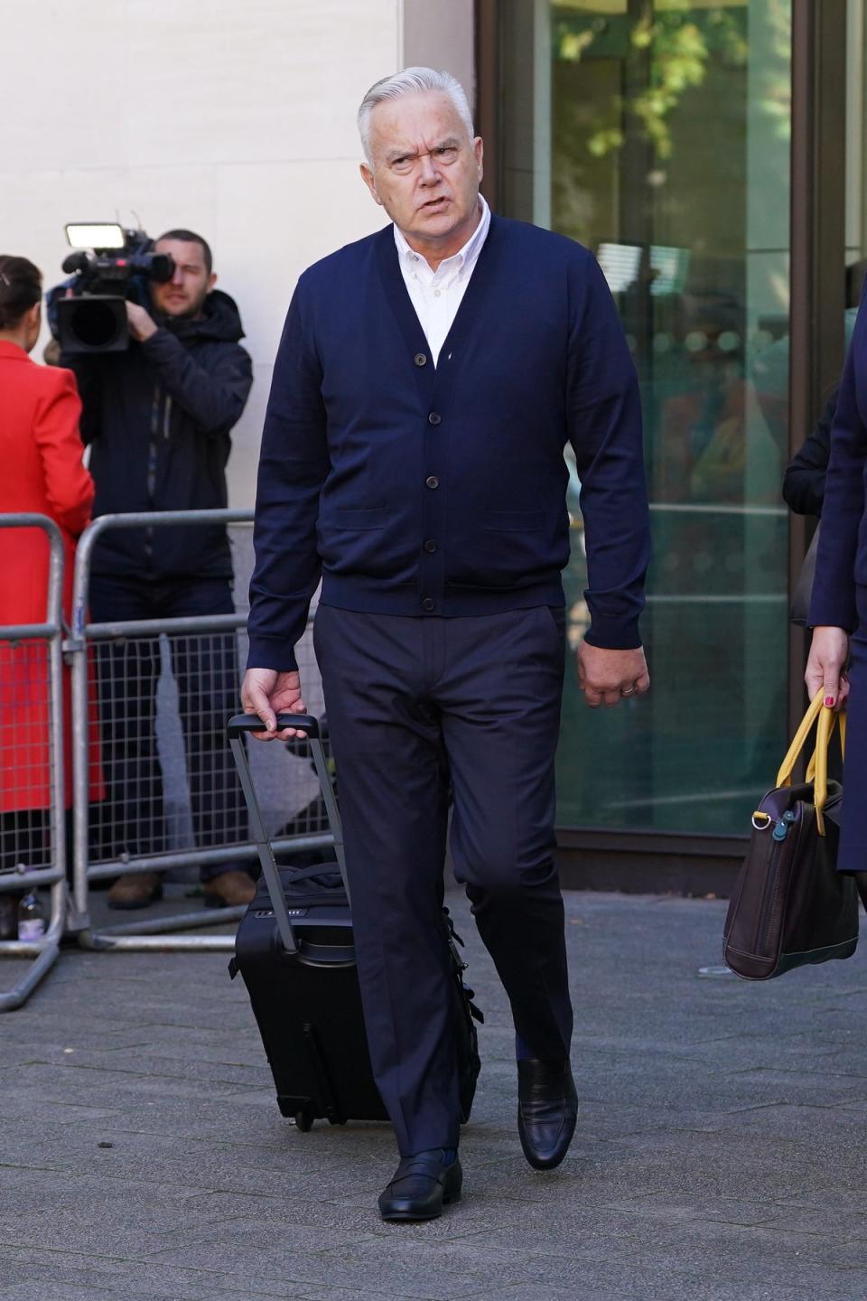 Huw Edwards leaves Westminster Magistrates’ Court in London after being sentenced to six months’ imprisonment suspended for two years (Lucy North/PA Wire)