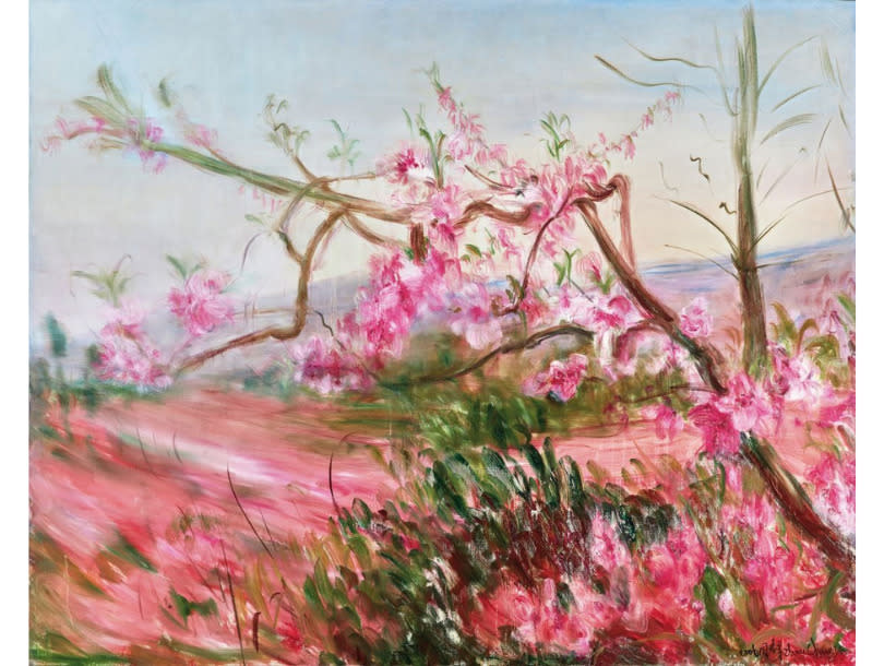 周春芽《通往龍泉山的小路》油彩畫布，200×250cm，2006年作，估價700萬至900萬港幣