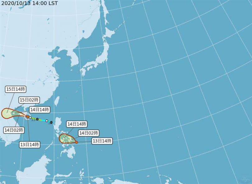 南卡13日撲向越南沿岸，連日豪雨和暴洪已在越南與柬埔寨境內造成將近40人死亡、數十人失蹤。（圖／翻攝自自中央氣象局）