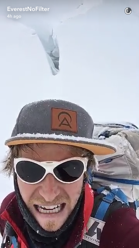 A very stylin' Richards gives Snapchat users a glimpse at the snow.