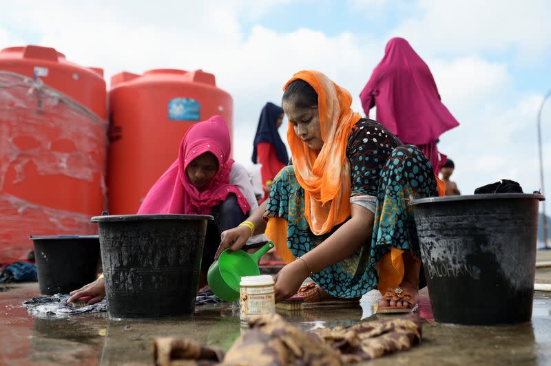 Rohingya Muslims at temporary shelter in Sabang, Aceh