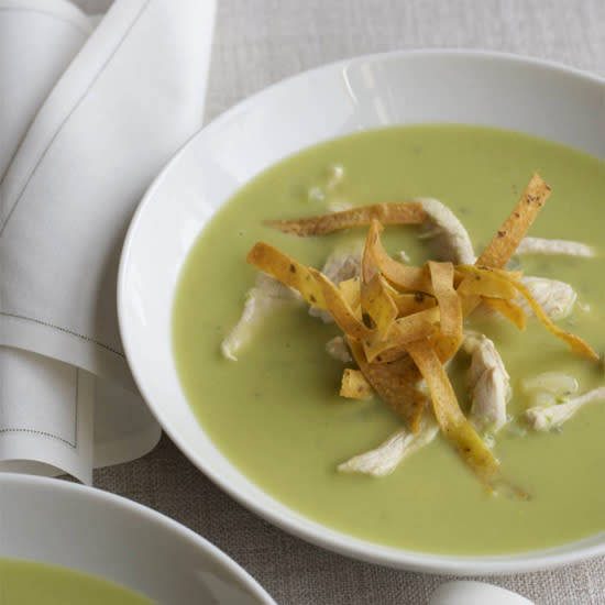 Chicken-and-Avocado Soup with Fried Tortillas